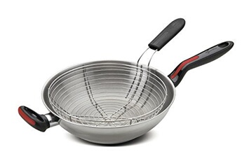 Poele / sauteuse Lagostina Lagostina ligne rouge wok à induction avec panier à frire en acier inoxydable 18/10 argenté 28 cm