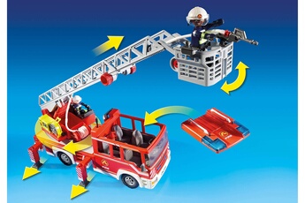 Figurine de collection PLAYMOBIL Playmobil - camion de pompiers avec échelle pivotante - 9463