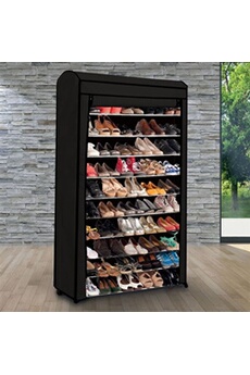 meuble à chaussures id market etagère range chaussures 50 paires modulable + housse noire