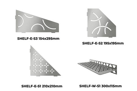 Accessoire baignoire Schluter Tablette murale shelf - tablette d'angle curve shelf-e-s2 acier inox brossé 195x195mm