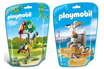 Playmobil PLAYMOBIL 2 perroquets, 1 toucan, 2 pélicans et 2 bébés pélicans