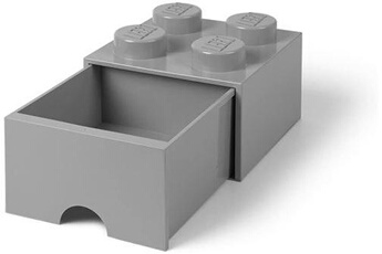 Lego Lego Pierre de rangement avec tiroir 4 plots 25 x 17 cm polypropylène gris
