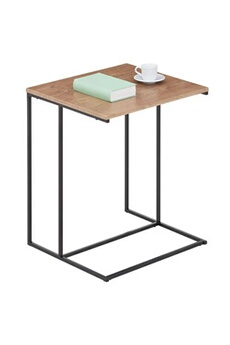 table d'appoint idimex table d'appoint rectangulaire vitorio en métal noir et plateau en mdf décor chêne sauvage clair