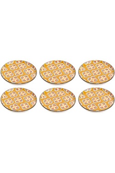 chauffe plat & assiette korb - assiette plate à motifs imany (lot de 6) jaune