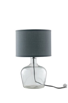 lampe à poser fan europe hendrix lampe à poser avec abat-jour rond gris, abat-jour en tissu 23x37cm