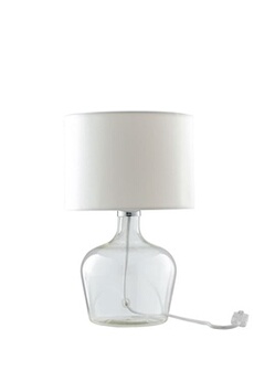 lampe à poser fan europe hendrix lampe à poser avec abat-jour rond blanc, abat-jour en tissu 23x37cm