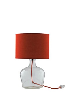 lampe à poser fan europe hendrix lampe à poser avec abat-jour rond rouge, abat-jour en tissu 23x37cm