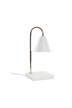 lampe à poser wadiga lampe à poser base marbre et métal doré et blanc - 15x15x33cm