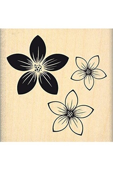 Autres jeux créatifs Florilèges Design Florilèges design tampon trio de fleurs, bois, couleur bois, 6 x 6 x 2,5 cm