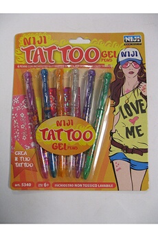 Autres jeux créatifs Niji Plaquette avec 6 stylos et pochoir pour tes tatouages