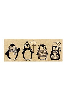 Autres jeux créatifs Florilèges Design Florilèges design tampon quatre pingouins, bois, 6 x 15 x 2,5 cm