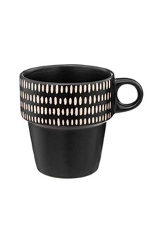 tasse et mugs secret de gourmet - lot de 4 mugs sur rack ethnikaa 25cl noir