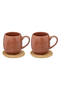 tasse et mugs secret de gourmet - lot de 2 mugs en faïence alicante 30cl terracotta