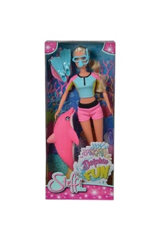 Accessoire poupée Simba Simba 105733201 ? Steffi love dolphin fun / en combinaison de plongée / avec lunettes de plongée et palmes / avec dauphin pour jouer / poupée à h
