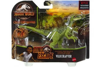 Figurine de collection Mattel Jurassic world camp cretacé dino escape wild pack - figurine articulée 13 cm - dinosaure vélociraptor