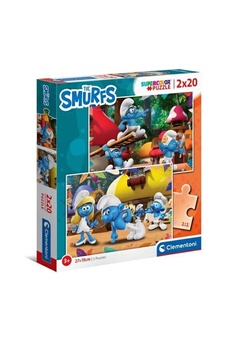 Puzzle Clementoni Clementoni- the smurfs supercolor smurfs-2x20 enfants 3 ans-boîte de 2 (20 pièces), puzzle dessin animé-fabriqué en italie, 24789, multicolore, m
