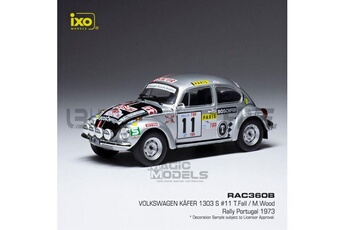 Voiture Ixo Voiture miniature de collection ixo 1-43 - volkswagen beetle 1302 s kever - rallye portugal 1973 - silver / black - rac360b