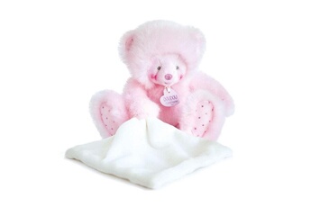 Peluche DOUDOU ET COMPAGNIE Trop mimi - ours avec mouchoir rose doudou et compagnie - paris