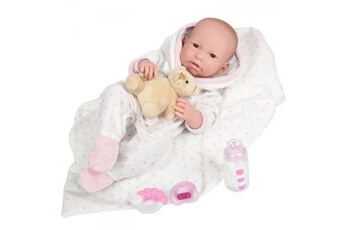 Poupée Berenguer Berenguer - all-vinyl la newborn doll in white/pink outfit and blanket. Real girl!