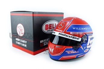 Voiture Mba-sports Voiture miniature de collection mini helmet 1-2 - casque george russell - williams gp 2021 - red / blue - 4100109