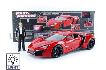 Voiture Jada Voiture miniature de collection jada toys 1-18 - lykan hypersport + dom figure - fast and furious 7 - red - 31140r