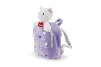 Peluche Trudi Trudi chat en peluche dans un sac à dos blanc/violet 19 x 20 x 11 cm