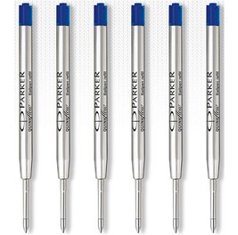 Recharges Parker Compatibles – 6 Stylos à Bille Noirs, écriture Fluide, Pointe 1 Mm