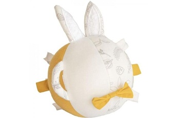 Autres jeux d'éveil DOMIVA Domiva balle d'activités leafy bunny - coton bio - sensorielle - blanc/jaune - 12 cm