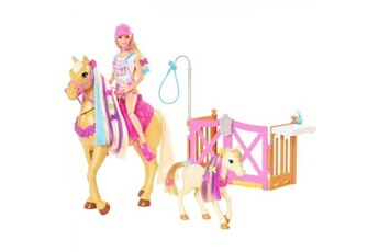 Poupée Barbie Barbie - coffret toilettage chevaux avec poupée barbie, 2 chevaux et + de 20 accessoires - accessoire poupée mannequin - des 3
