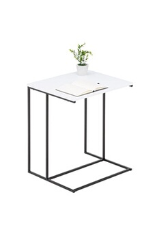 table d'appoint idimex table d'appoint rectangulaire vitorio en métal noir et plateau en mdf blanc