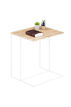 table d'appoint idimex table d'appoint rectangulaire vitorio en métal blanc et plateau en mdf décor chêne sonoma