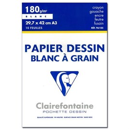 Clairefontaine - Dessin à Grain - pochette papier à dessin - 12 feuilles - 24 x 32 cm - 224G - blanc Pas Cher | Bureau Vallée Clairefontaine - Dessin à Grain - pochette papier à dessin - 12 feuilles - 24 x 32 cm - 224G - blanc Pas Cher | Bureau Vallée