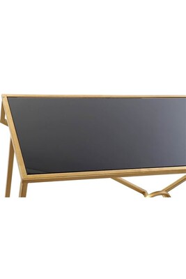 Console Pegane Console Table en metal et verre coloris dore/noir - Longueur 130 x Profondeur 40 x Hauteur 75 cm --