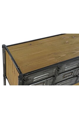 Console Pegane Console Table en metal noir et sapin marron - Longueur 129.5 x Profondeur 34 x Hauteur 88 cm --