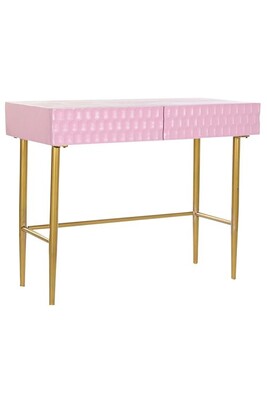 Console Pegane Console Table en metal dore et bois de manguier coloris rose - Longueur 90 x Profondeur 45 x Hauteur 74 cm --
