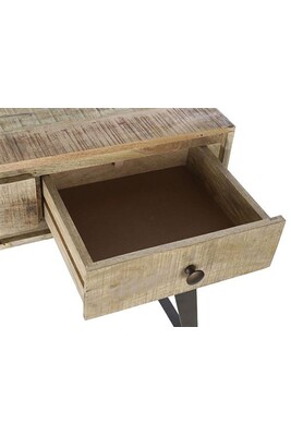 Console Pegane Console Table en metal noir et bois de manguier coloris naturel - Longueur 130 x Profondeur 40 x Hauteur 89 cm --