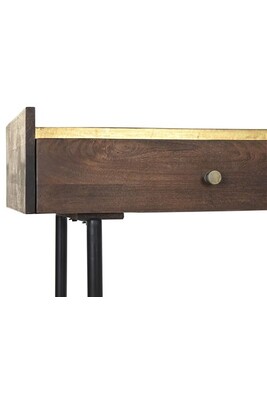 Console Pegane Console Table en metal noir et bois de manguier coloris marron fonce - Longueur 120 x Profondeur 40 x Hauteur 78 cm --
