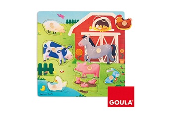 Puzzle Goula Encastrement 7 pièces en bois : Mamans bébés animaux de la ferme