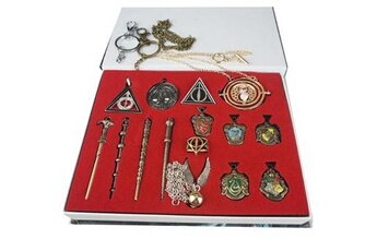 Gadget GENERIQUE Set de 15 pièces métal collier et porte-clés harry potter ensemble de collection cadeau 3-10cm