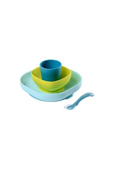 Coffret repas bébé Beaba Set vaisselle silicone 4 pièces blue