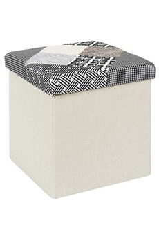 pouf the home deco factory - pouf coffre pliable patchwork gris