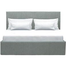 Lit coffre adulte MARTIN - Couchage 140x190 cm - Gris clair - Sommier a lattes