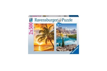 Puzzle Ravensburger Ravensburger - puzzle 2x500 pieces - plage et montagnes - des 10 ans - 17267