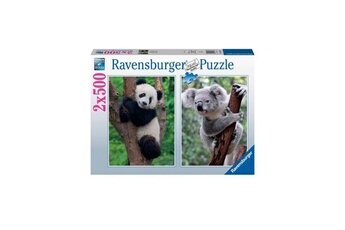 Puzzle Ravensburger Ravensburger - puzzle 2x500 pieces - panda et koala - puzzle adultes des 10 ans - 17288