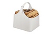 Relaxdays Panier à bois en similicuir, porte-bûches solide avec anse, à porter, sac cheminée, chauffage, blanc crème photo 1