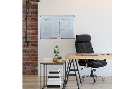 Tableau de bureau Relaxdays Tableau, organiseur quadrillé, effaçable, magnétique, panneau d tableau aimanté bureau