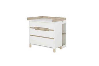 Commode et table à langer Galipette Commode bébé 3 tiroirs avec plan à langer et bibliothèque en bois blanc - co5048-3