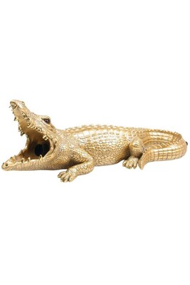 Lampe à poser Sid - Lampe animal doré en résine Crocodile