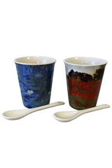 tasse et mugs enesco coffret de 4 gobelets expresso en céramique claude monet - dimensions de la tasse : hauteur 8.7 cm - diamètre 8 cm