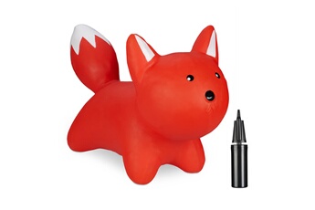 Autres jeux d'éveil Relaxdays Animal sauteur avec pompe à air, en forme de renard, charge maximale : 50 kg, sans bpa, pour enfants, rouge
